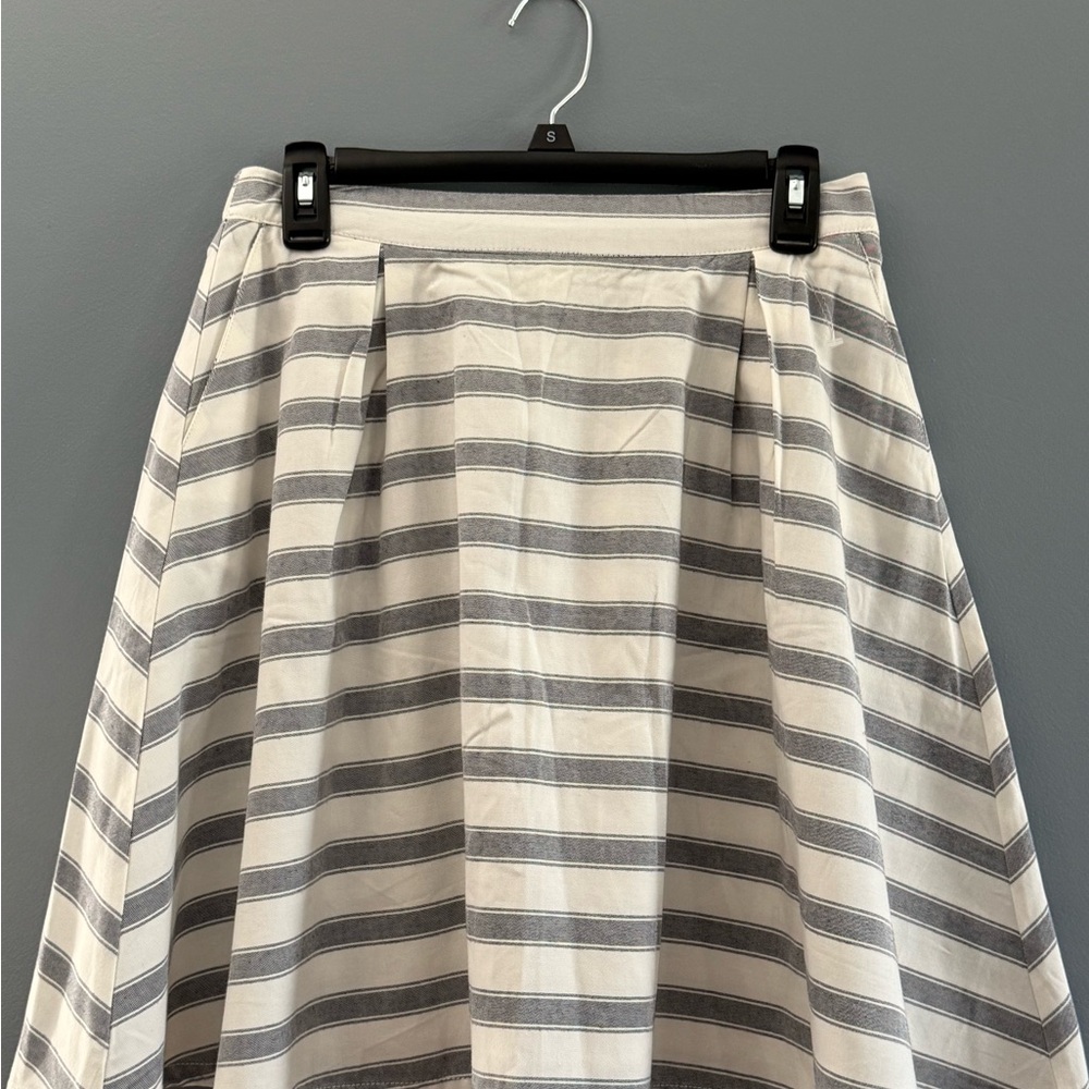 Matilda Jane Cream and Gray Striped A-Line Skirt